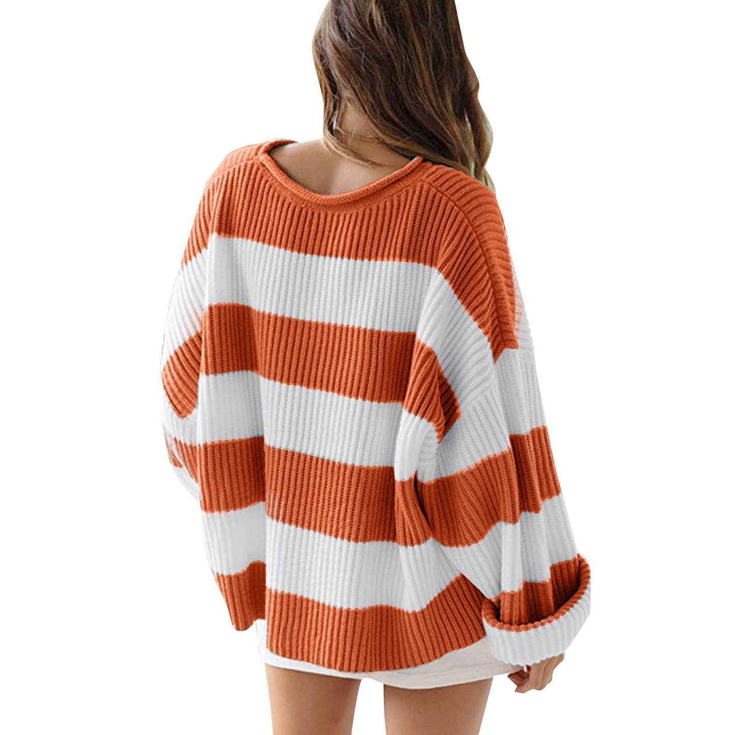 Striped Batwing Sleeve Sweater