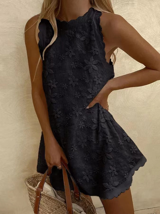 Casual Loose Ruffled Vest Dress