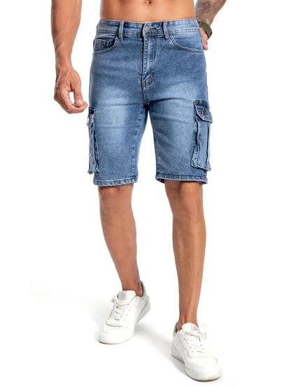 "Men's Multi-Pocket Workwear Jeans - 5-Point Design"