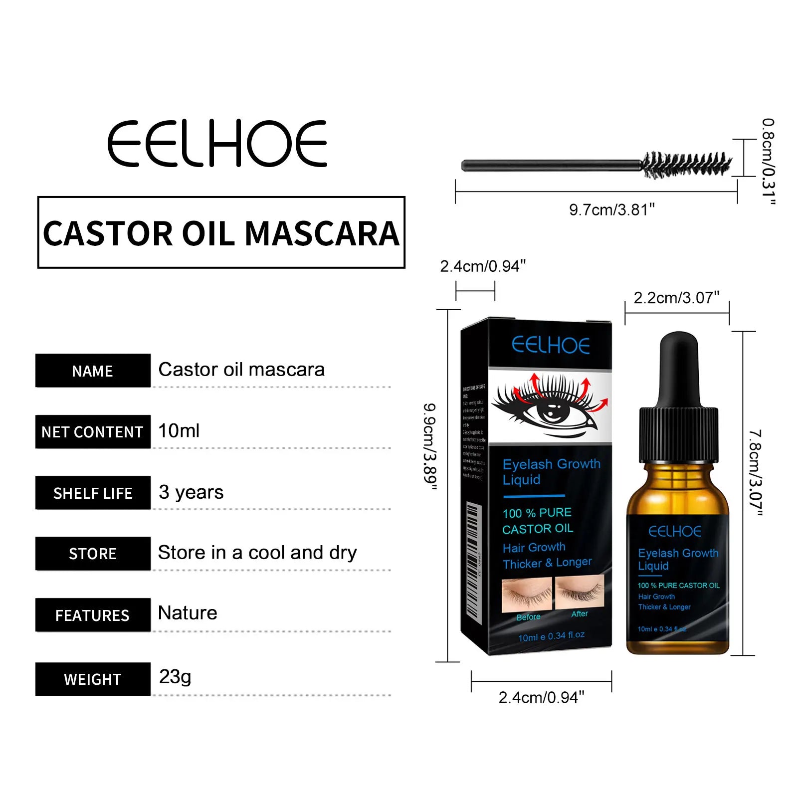 Eyelash Growth Serum Shiny Mascara Castor Oil Lash & Brow Enhancer