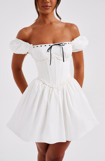 Women Short Sleeve Backless Corset Mini Dress