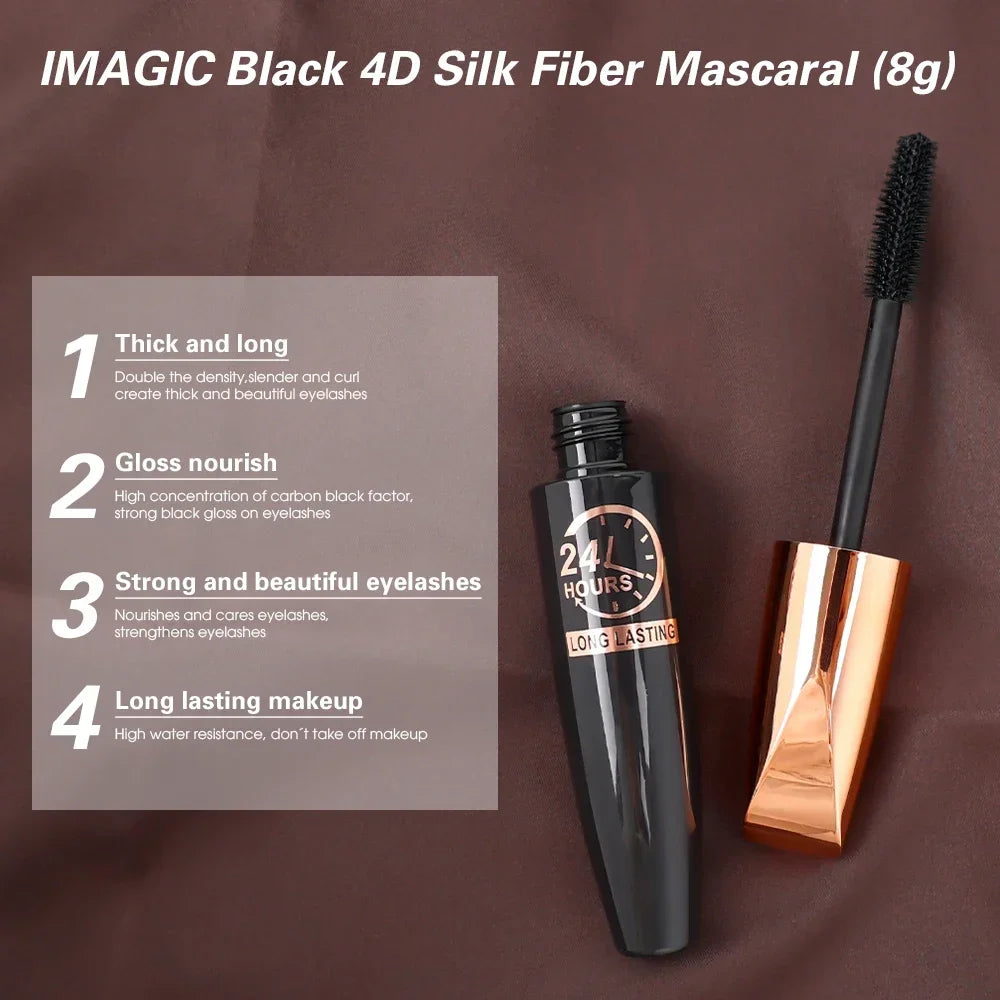 5D Waterproof Black Mascara Silk Fiber Eyelash Extension For Length & Volume