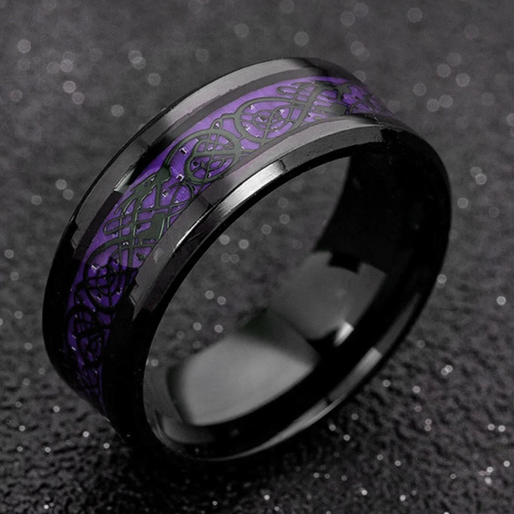 Dragon Ring Stainless Steel Carbon Fiber Wedding Band