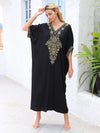 Fitshinling Embroidery Vintage Beach Long Dress