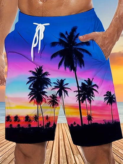 "Men's Tropical Coconut Tree Printed Shorts"