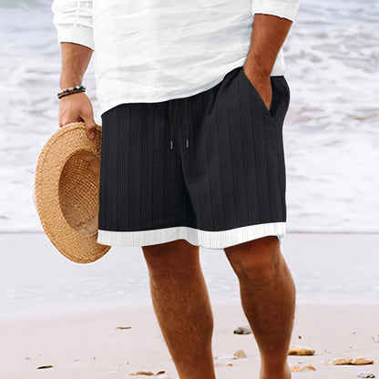 "Men's Jacquard Striped Drawstring Shorts"