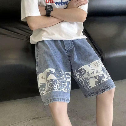 "Men's European Street Style Denim Shorts"