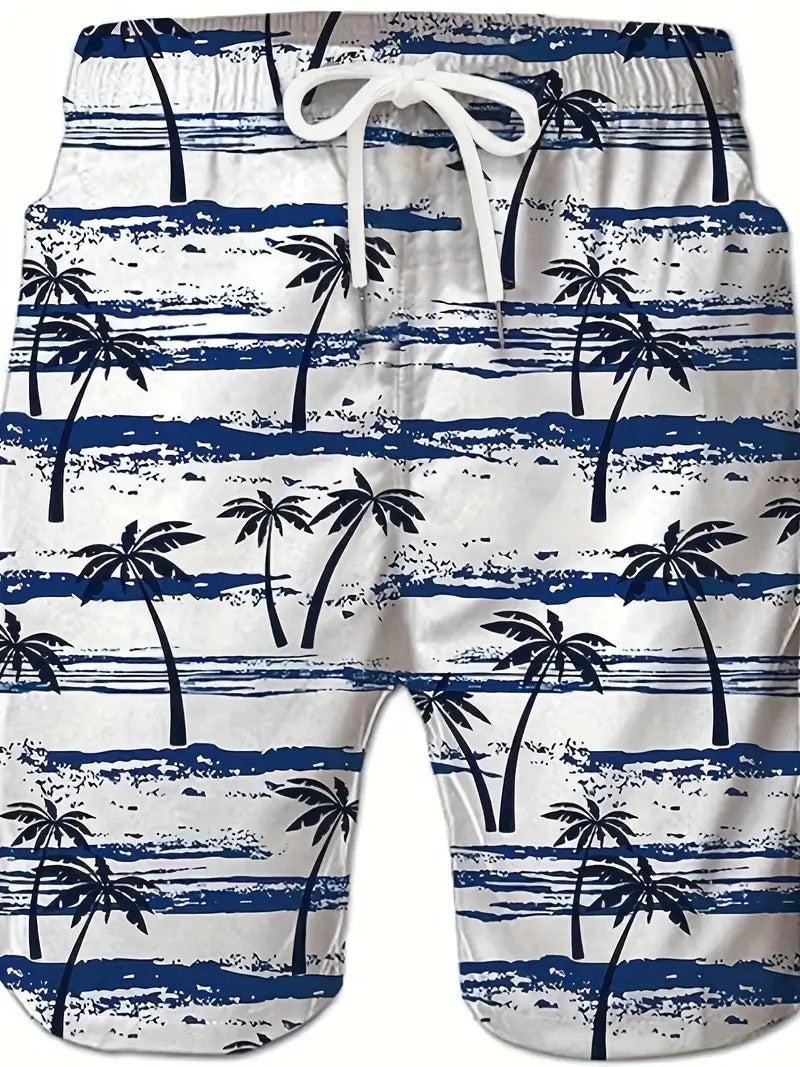 "Men's Tropical Coconut Tree Printed Shorts"