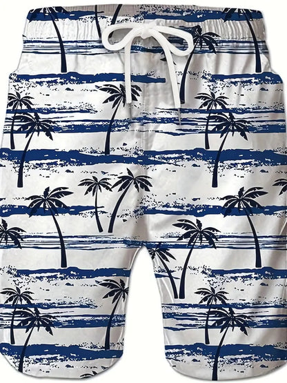 "Men's Tropical Coconut Tree Printed Shorts"
