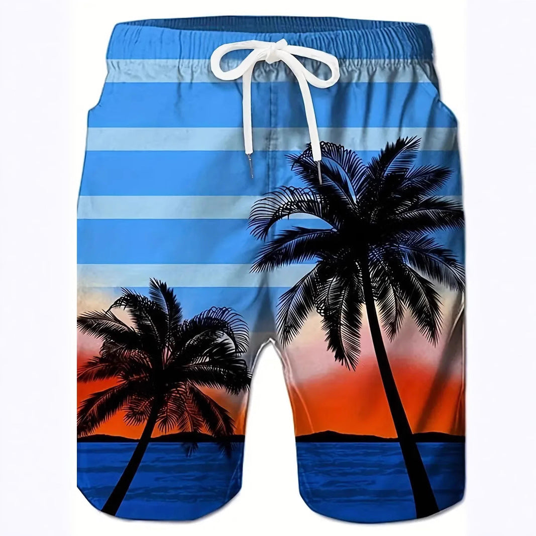 "Men's Tropical Coconut Tree Printed Shorts"