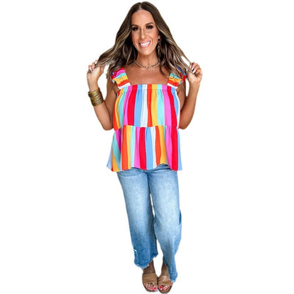 : Summer Pullover Vest - Contrast Striped