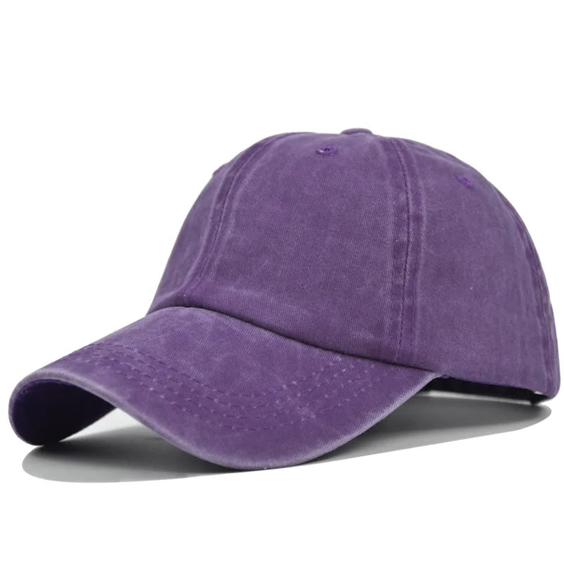 Vintage Washed Distressed Baseball Cap – 100% Cotton Plain Dad Hat