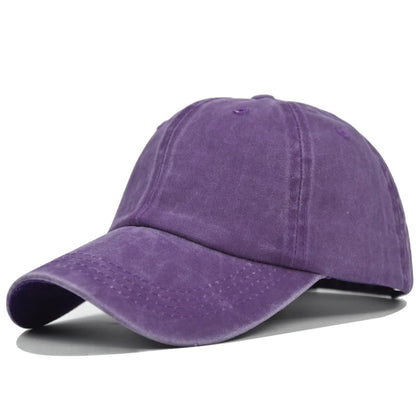Vintage Washed Distressed Baseball Cap – 100% Cotton Plain Dad Hat
