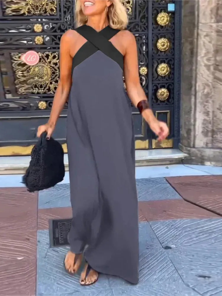 Mira™ Cross-Halter Beach Maxi Dress