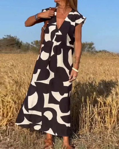 Levia™ | Feminine Flow V-Neck Dress