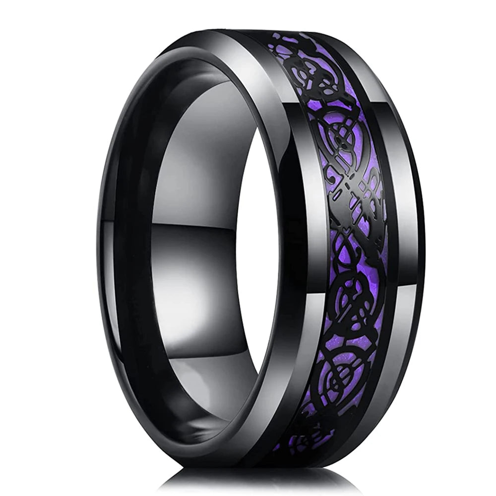 Dragon Ring Stainless Steel Carbon Fiber Wedding Band