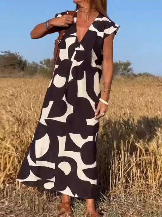 Levia™ | Feminine Flow V-Neck Dress