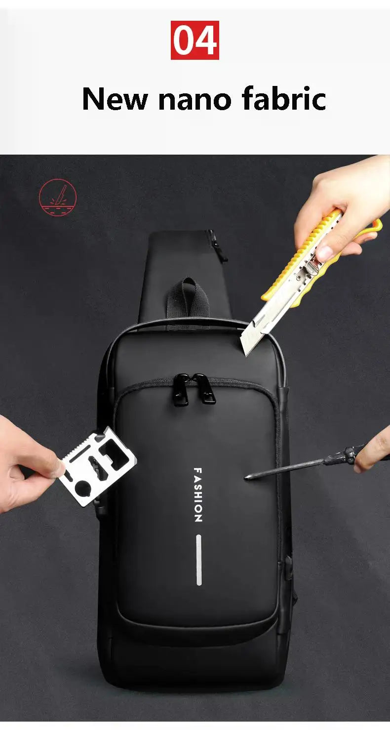 Men's Anti-Theft Chest Bag — USB Charging Crossbody Sling Pack