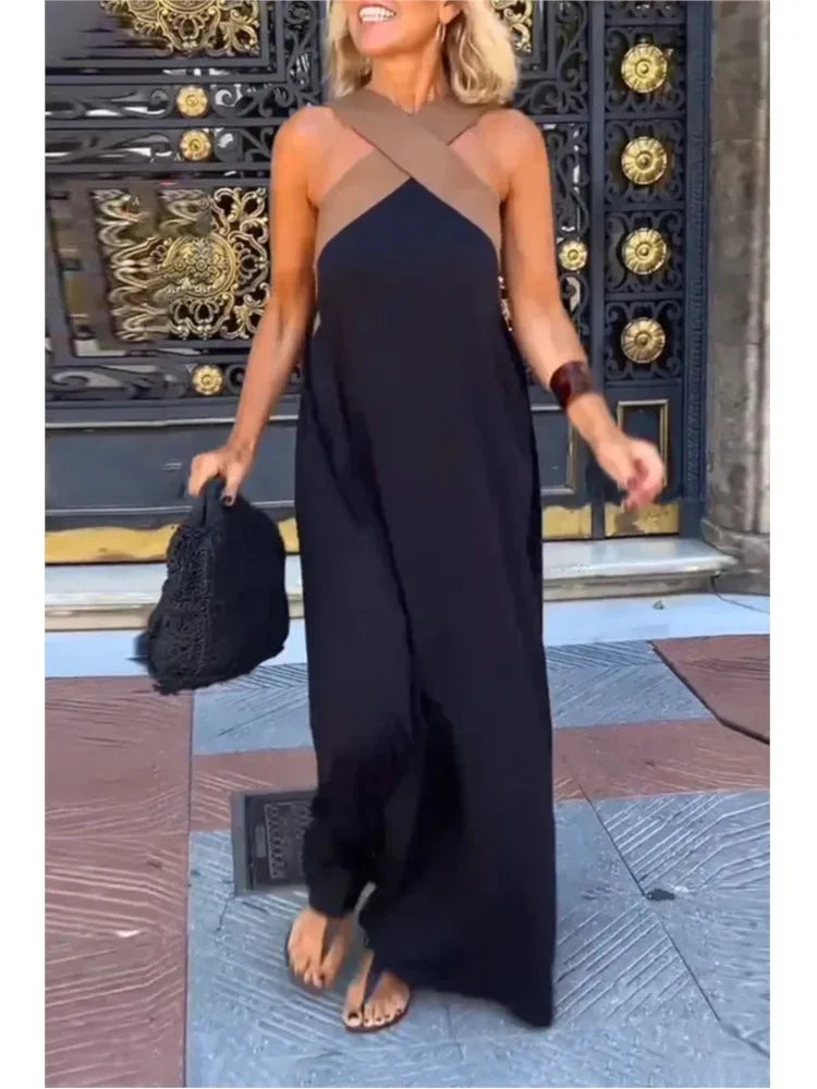 Mira™ Cross-Halter Beach Maxi Dress