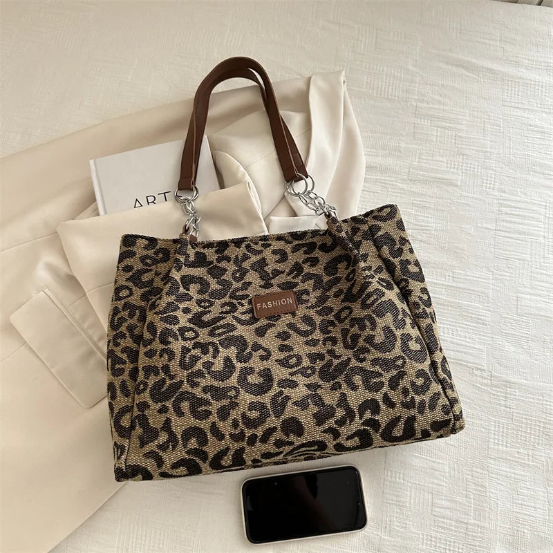 Sac Léopard - Vintage Leopard Print Tote Bag