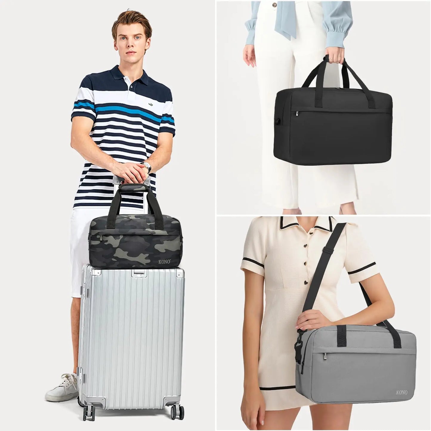 Kono 35x20x20 Cabin Bag Under Seat Ryanair Flight Carry On Bag Sports Travel Duffel Holdall Hand Luggage 14L Unisex