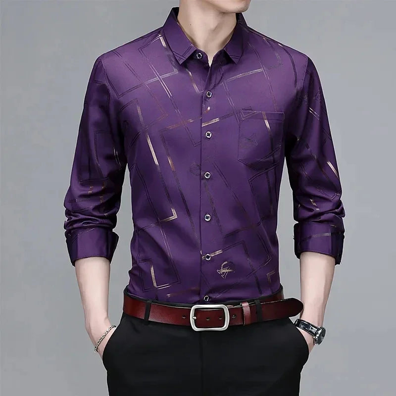 Men's Casual Long Sleeve Printed Shirt