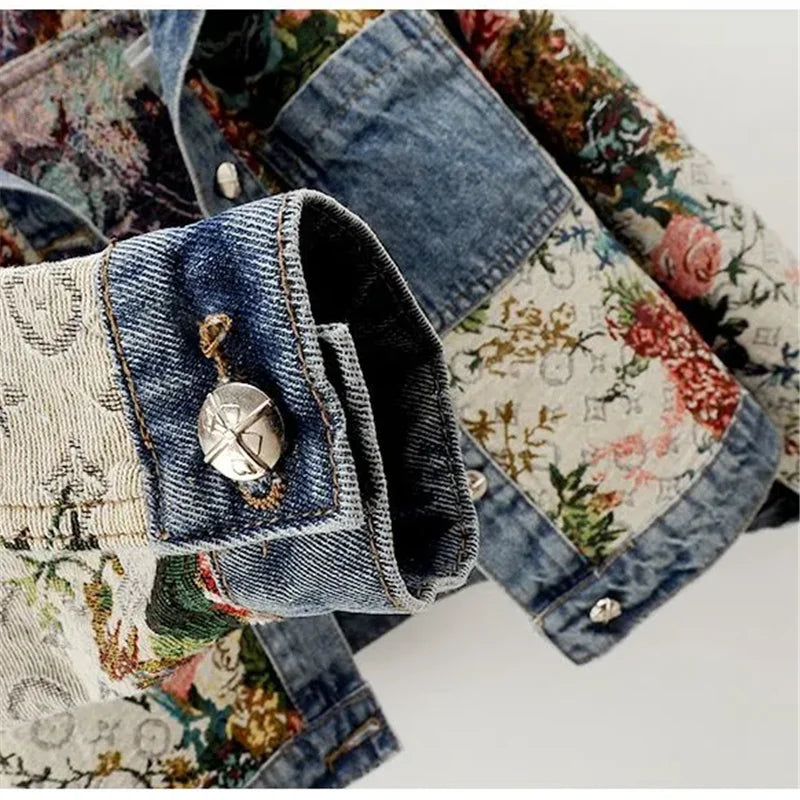 Printed Short Denim Jacket