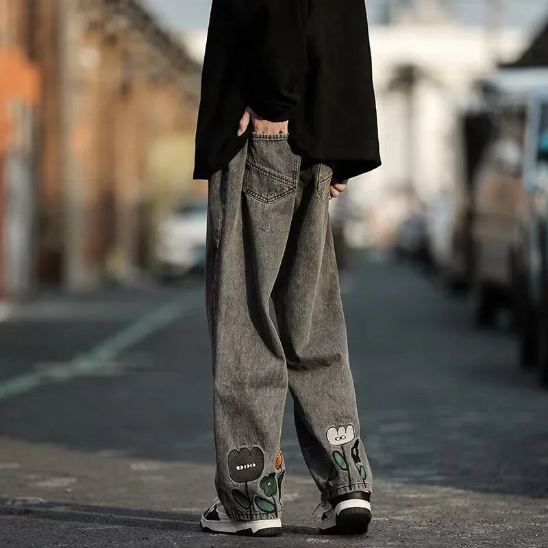 👖 BloomRush — Y2K Flower Printed Baggy Jeans