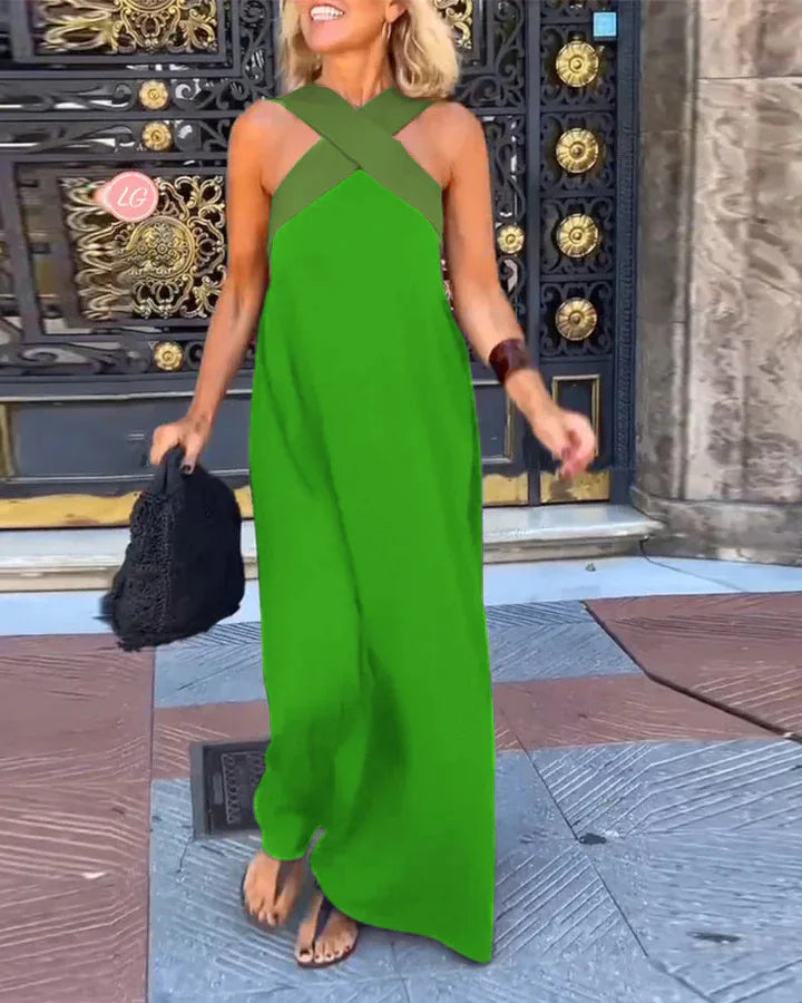 Mira™ Cross-Halter Beach Maxi Dress