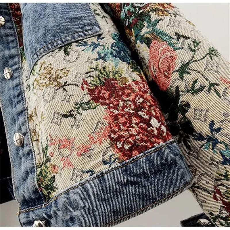 Printed Short Denim Jacket