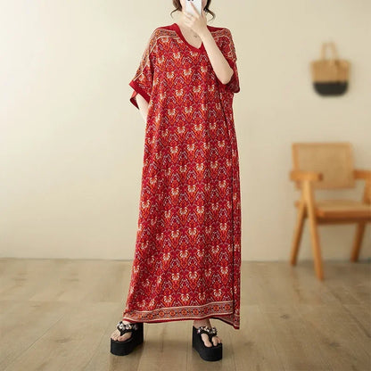 "Soleil Luxe – Elegante Harajuku Maxi Dress van Katoen & Linnen"