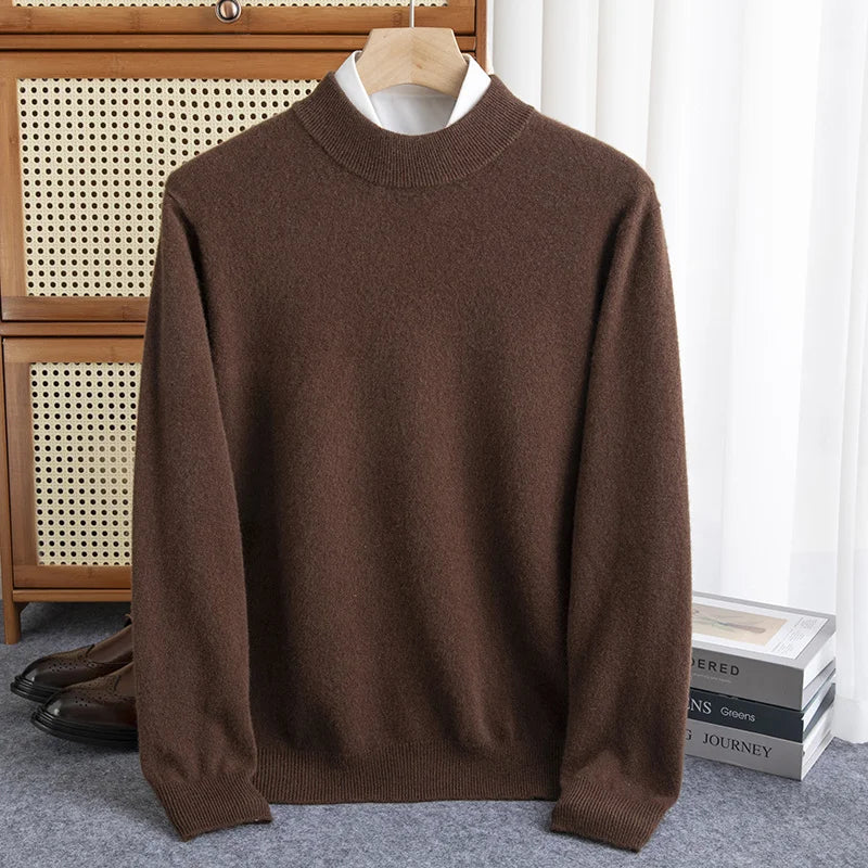 Wool Pullover Warm Half-High Collar Knit Sweater