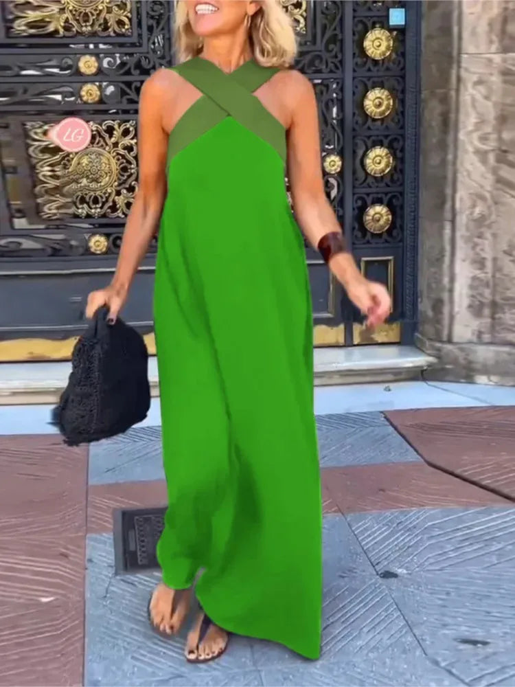 Mira™ Cross-Halter Beach Maxi Dress
