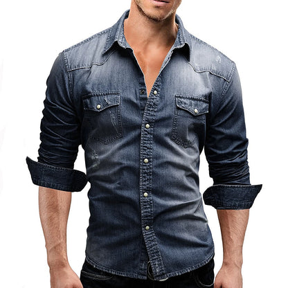 Shirts Men Tops Shirt Solid Turn Down Collar Full Sleeve Single Breasted Simple Slim Fit Button Casual Splice Regular Top