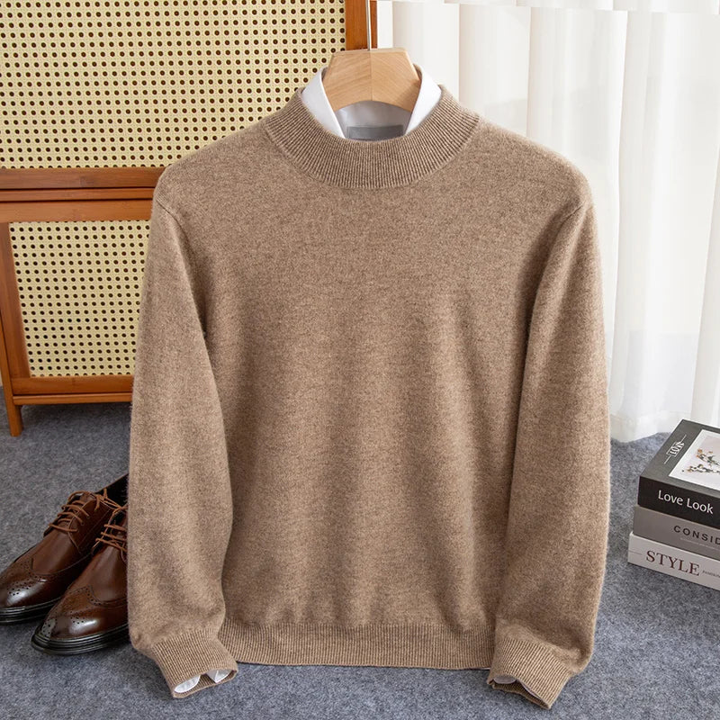 Wool Pullover Warm Half-High Collar Knit Sweater