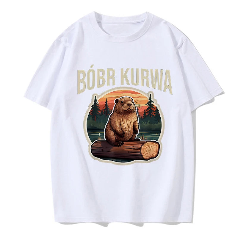 90s Cartoon Grunge Bobr Kurwa Funny T-Shirt