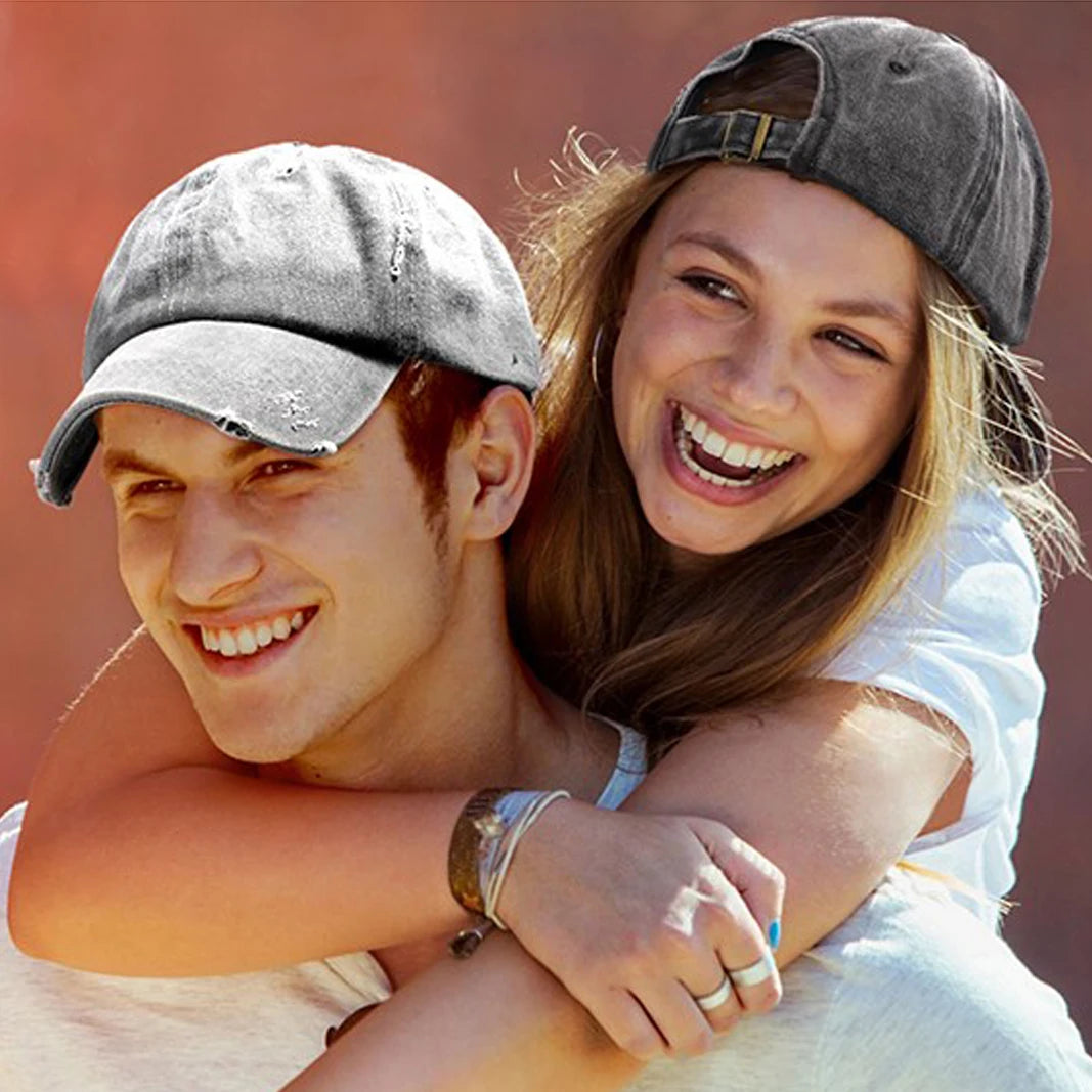 Distressed Baseball Cap – Vintage Washed Dad Hat for Men & Women