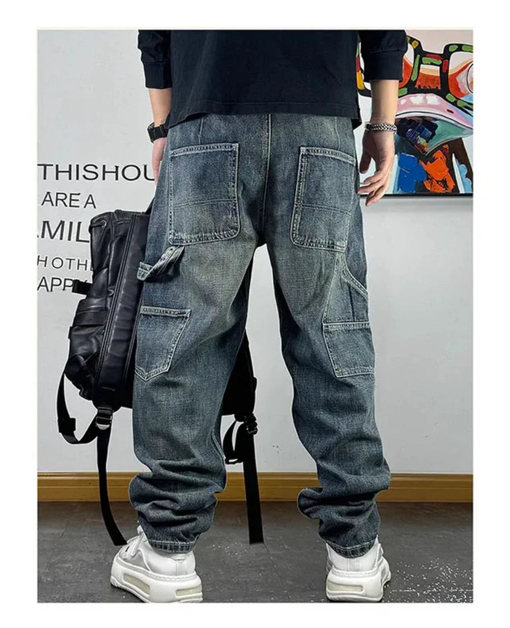 Ripped Patch Baggy Jeans