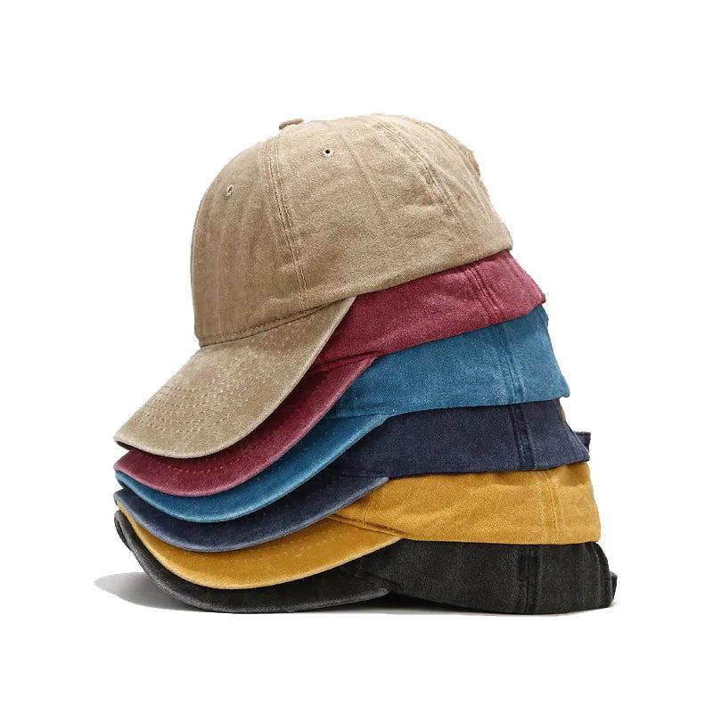 Vintage Washed Distressed Baseball Cap – 100% Cotton Plain Dad Hat
