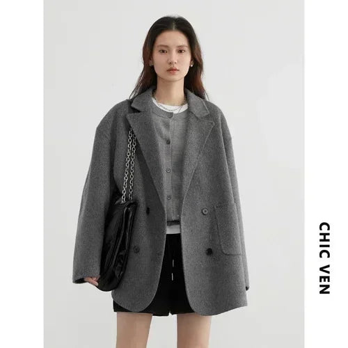 Woolen Double-Breasted Coat