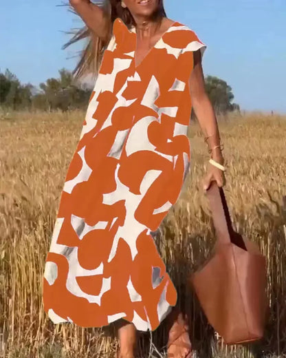 Levia™ | Feminine Flow V-Neck Dress