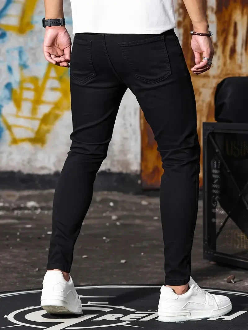 Retro Zipper Stretch Jeans