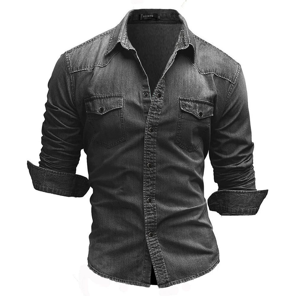 Shirts Men Tops Shirt Solid Turn Down Collar Full Sleeve Single Breasted Simple Slim Fit Button Casual Splice Regular Top