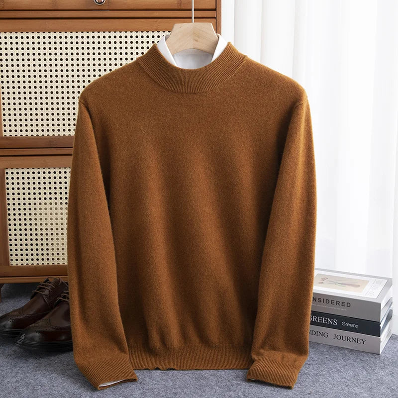 Wool Pullover Warm Half-High Collar Knit Sweater