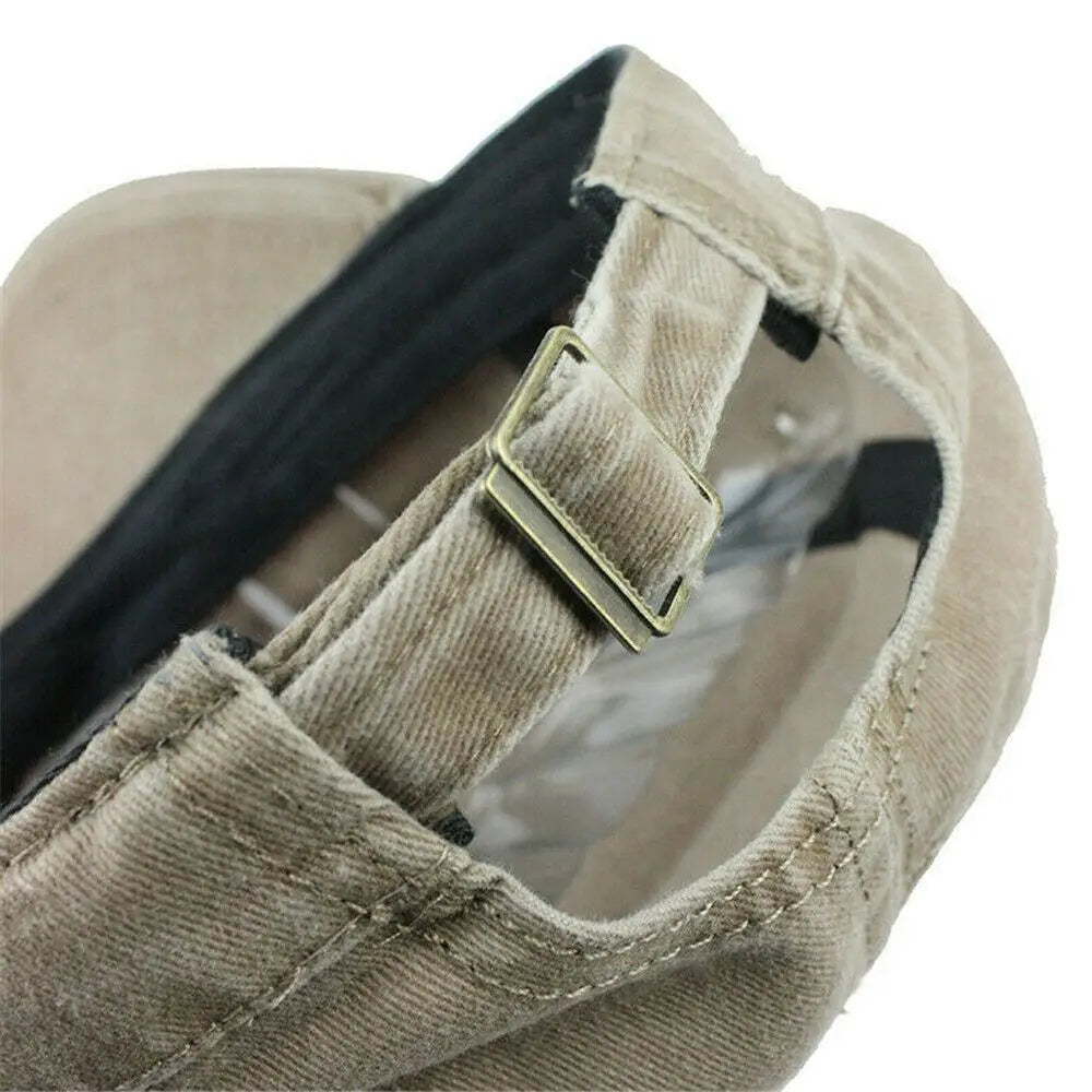 Vintage Military Style Cadet Cap – Unisex Adjustable Army Hat