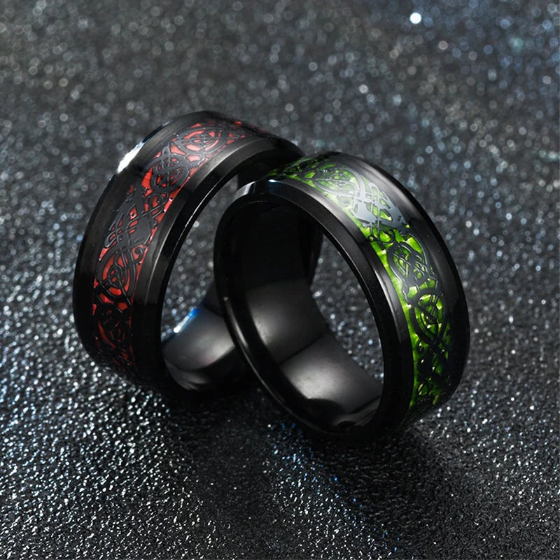 Dragon Ring Stainless Steel Carbon Fiber Wedding Band