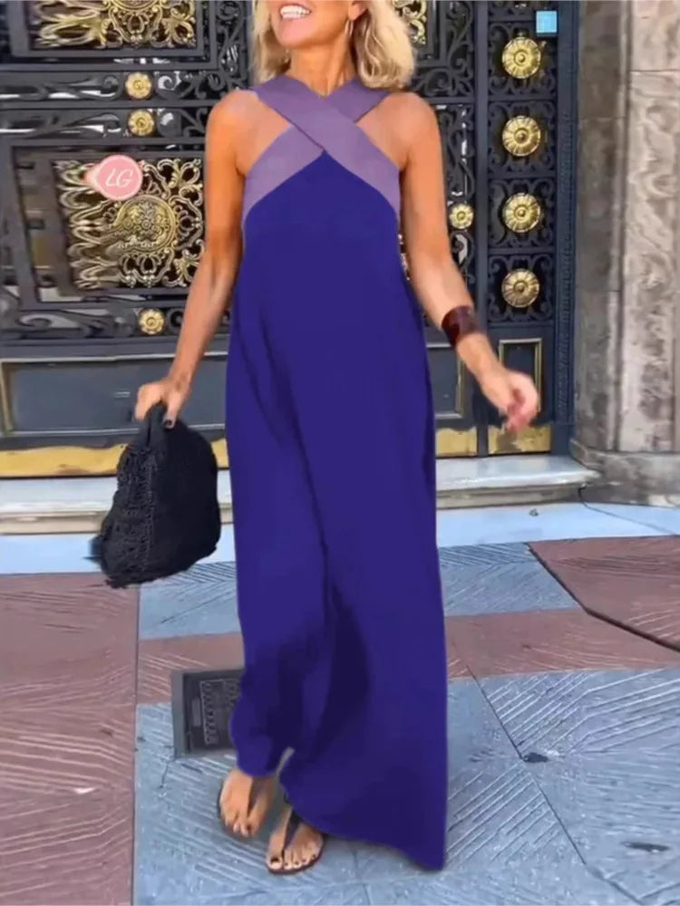 Mira™ Cross-Halter Beach Maxi Dress
