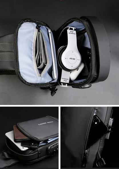 Men's Anti-Theft Chest Bag — USB Charging Crossbody Sling Pack