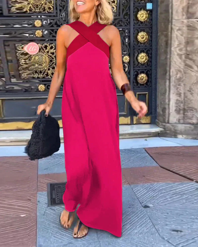 Mira™ Cross-Halter Beach Maxi Dress