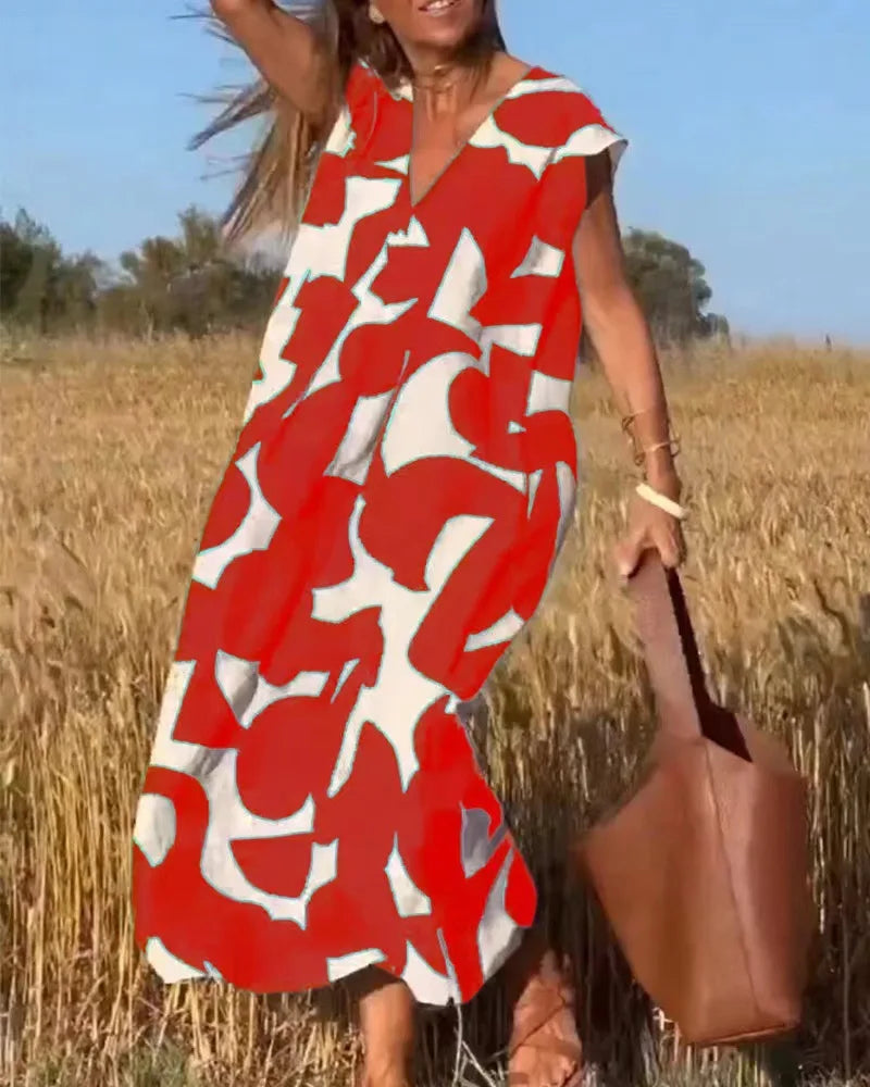 Levia™ | Feminine Flow V-Neck Dress